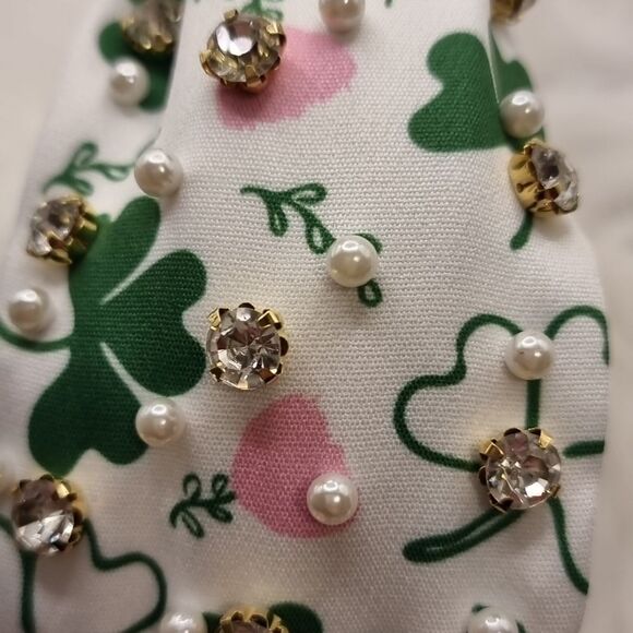 New CLOVER HEART PEARL RHINESTONE HEADBAND - Picture 4 of 6